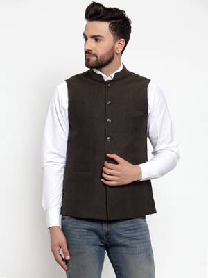 Green Plain Cotton Nehru Jacket 1