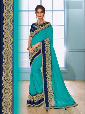 Blue Embroidered Art Silk Saree With Blouse 1