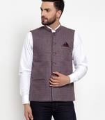 Red Plain Woollen Nehru Jacket