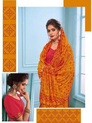 Orange Embroidered Art Silk Saree With Blouse 2