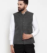 Grey Plain Woollen Nehru Jacket
