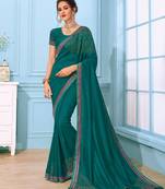 Green Embroidered Art Silk Saree With Blouse