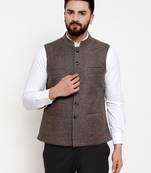 Grey Plain Woollen Nehru Jacket