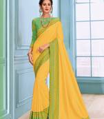Yellow Embroidered Art Silk Saree With Blouse