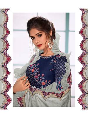 Grey Embroidered Art Silk Saree With Blouse 2