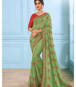 Green Embroidered Art Silk Saree With Blouse