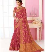 Pink Woven Art Silk Saree With Blouse
