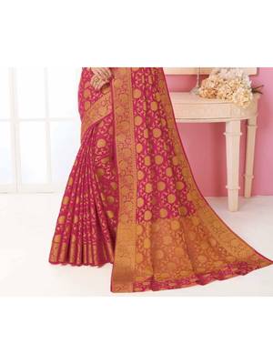 Pink Woven Art Silk Saree With Blouse 3