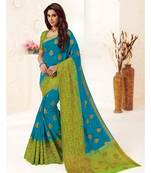 Turquoise Woven Art Silk Saree With Blouse