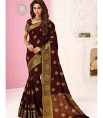 Brown Woven Art Silk Saree With Blouse