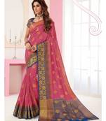 Pink Woven Art Silk Saree With Blouse