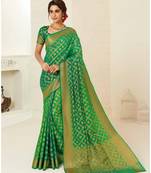 Green Woven Art Silk Saree With Blouse