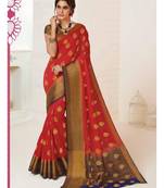 Red Woven Art Silk Saree With Blouse