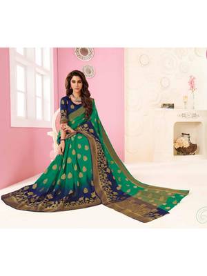 Green Woven Art Silk Saree With Blouse 1