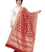 Red Jacquard Silk Women's Dupatta.
