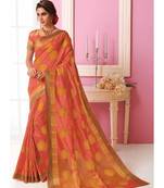 Peach Woven Art Silk Saree With Blouse