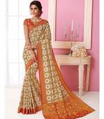Beige Woven Art Silk Saree With Blouse