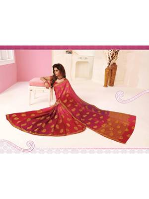 Pink Woven Art Silk Saree With Blouse 1