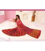 Pink Woven Art Silk Saree With Blouse