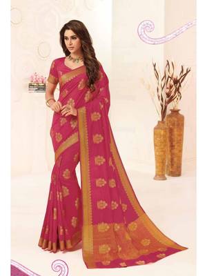 Pink Woven Art Silk Saree With Blouse 1