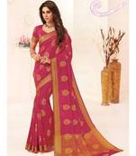 Pink Woven Art Silk Saree With Blouse