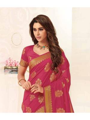Pink Woven Art Silk Saree With Blouse 2
