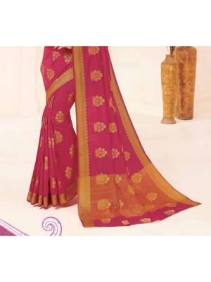 Pink Woven Art Silk Saree With Blouse 3