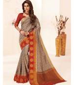 Brown Woven Art Silk Saree With Blouse