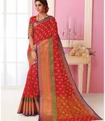 Red Woven Art Silk Saree With Blouse