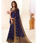 Blue Woven Art Silk Saree With Blouse