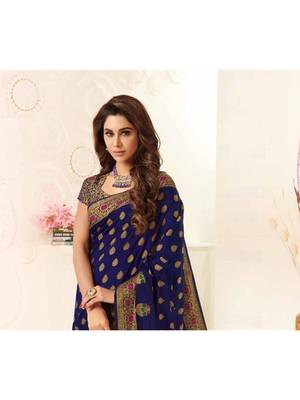 Blue Woven Art Silk Saree With Blouse 2