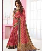 Pink Woven Art Silk Saree With Blouse