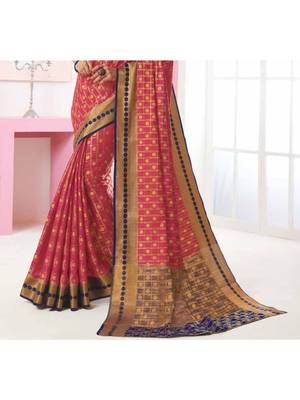 Pink Woven Art Silk Saree With Blouse 3