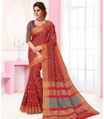 Red Woven Art Silk Saree With Blouse