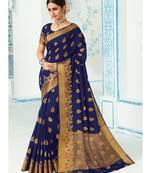 Blue Woven Art Silk Saree With Blouse