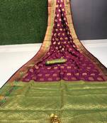 Womens Designer Purple Banarasi  Saree With Designer Blouse
