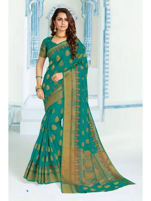 Green Woven Art Silk Saree With Blouse 1