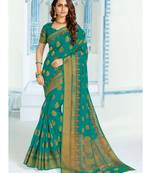 Green Woven Art Silk Saree With Blouse