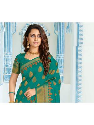 Green Woven Art Silk Saree With Blouse 2