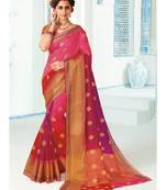Pink Woven Art Silk Saree With Blouse