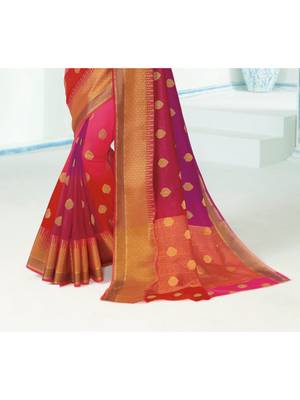 Pink Woven Art Silk Saree With Blouse 3