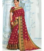 Maroon Woven Art Silk Saree With Blouse