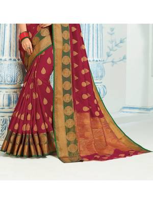 Maroon Woven Art Silk Saree With Blouse 3