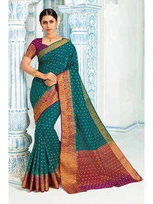 Green Woven Art Silk Saree With Blouse 1