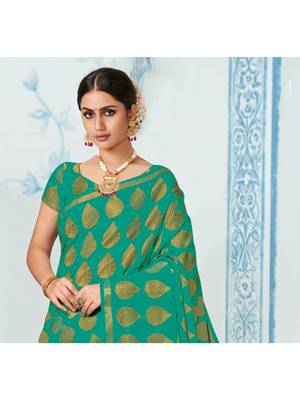 Green Woven Art Silk Saree With Blouse 2