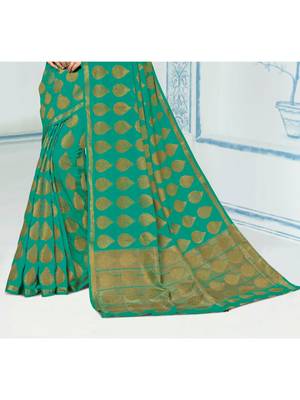 Green Woven Art Silk Saree With Blouse 3