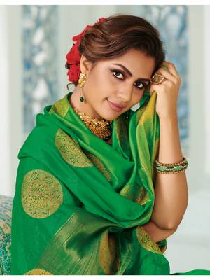 Green Woven Art Silk Saree With Blouse 2