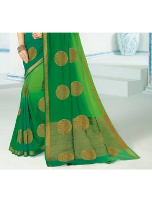 Green Woven Art Silk Saree With Blouse 3