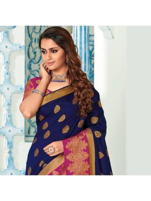 Blue Woven Art Silk Saree With Blouse 2