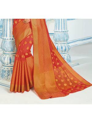 Red Woven Art Silk Saree With Blouse 3